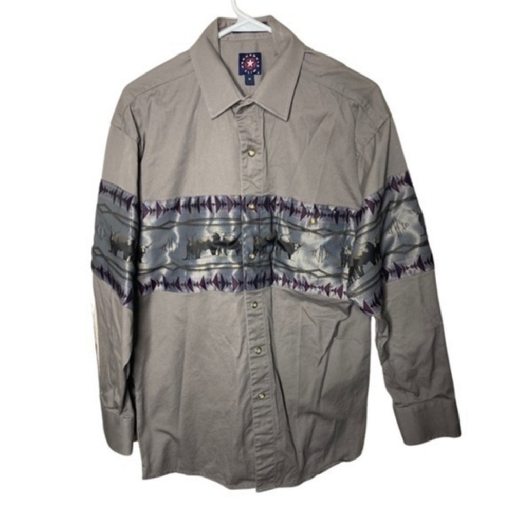 Panhandle Slim western bison bulls pearl‎ snap shirt
sz M